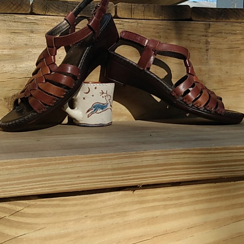Strictly Comfort  Leather Boho Sandals